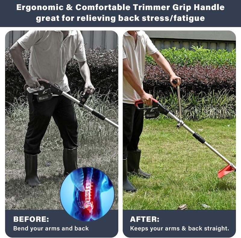 ZZM Ergonomic Trimmer Grip, String Trimmers Handle with Shoulder Strap Harness, Weed Eater Handle Extension with Bracket Clamp, Lawn Trimmer Handle Grip for Lawn Care, Landscaping, Yard Trimming Edging - Image 5